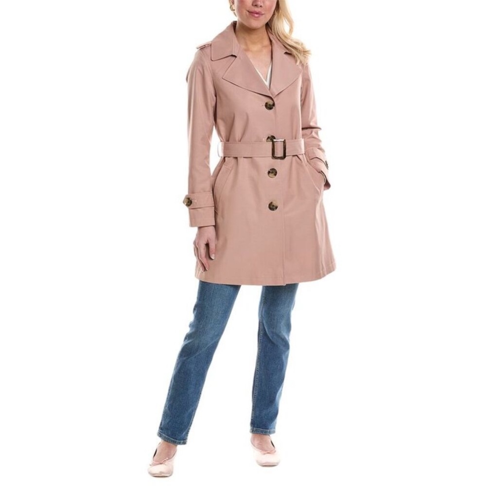 Sam Edelman XS Trench Coat with Buckle Belt Front Collared, Blush / Ballet Pink